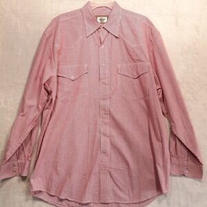 Western Plains Trading Co. Mens LS Snap Button Shirt Sz.LG/Red Check/Cowboy